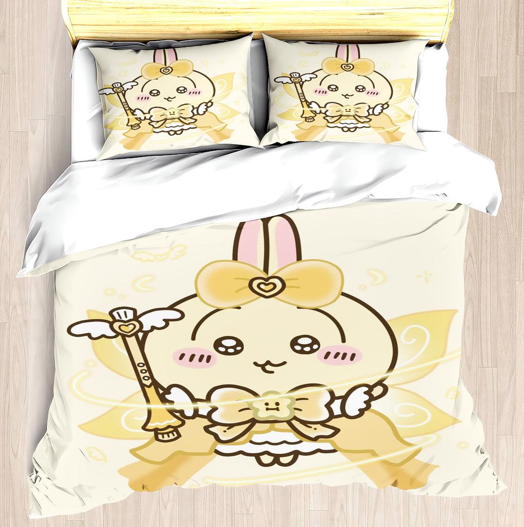 Набор постельного белья CHIIKAWA Пододеяльник Miniso - Современный принт для дома Детская комната Совместный бренд Периферийный набор для матраса и кровати 3 предмета