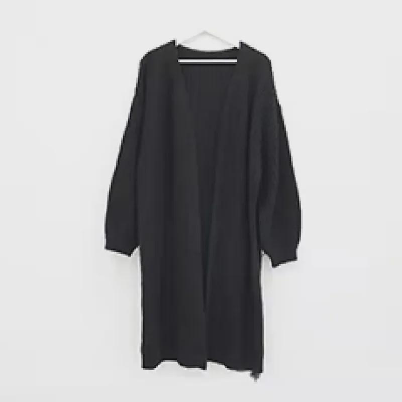 Корейский шикарный осенний свободный длинный кардиган с V-образным вырезом и рукавами-фонариками