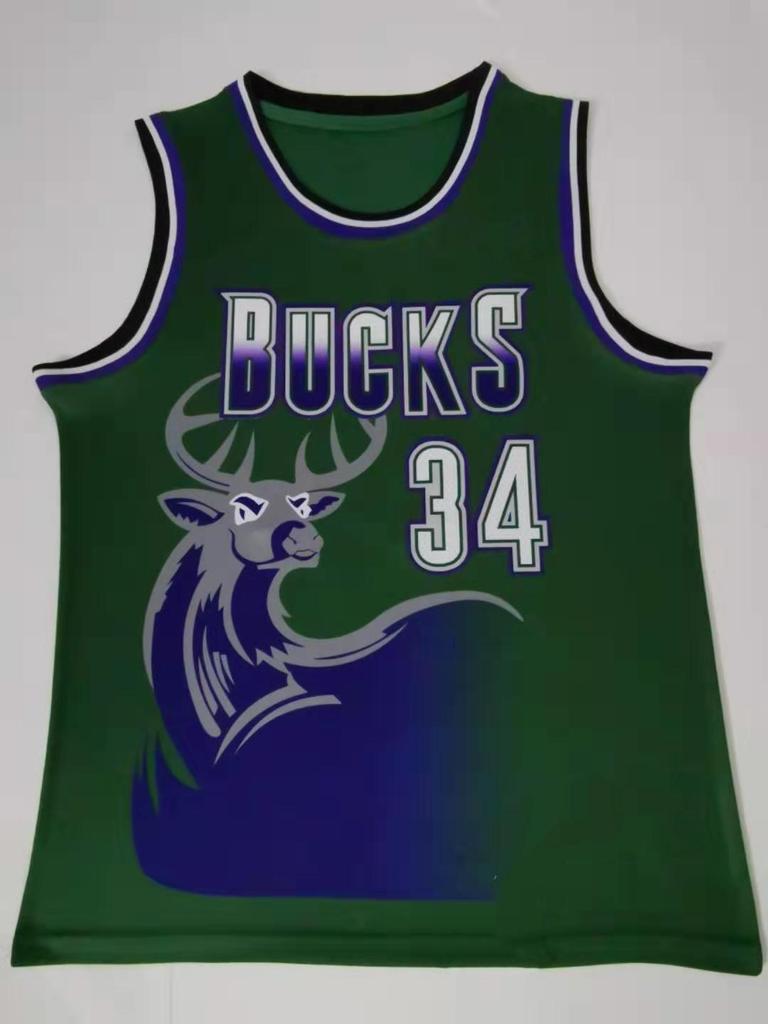Bucks #34 Antetokounmpo Embroidered Basketball Jersey