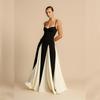 Black White Patchwork Strap Midi Dress Women Sexy Sleeveless Sling Elegant Party Maxi Dresses Club Vestidos Fashion