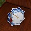 Elegant Blue and White Floral Ceramic Tea Strainer with Tassel - Decorative Umbrella-Shaped Tea Leaf Filter