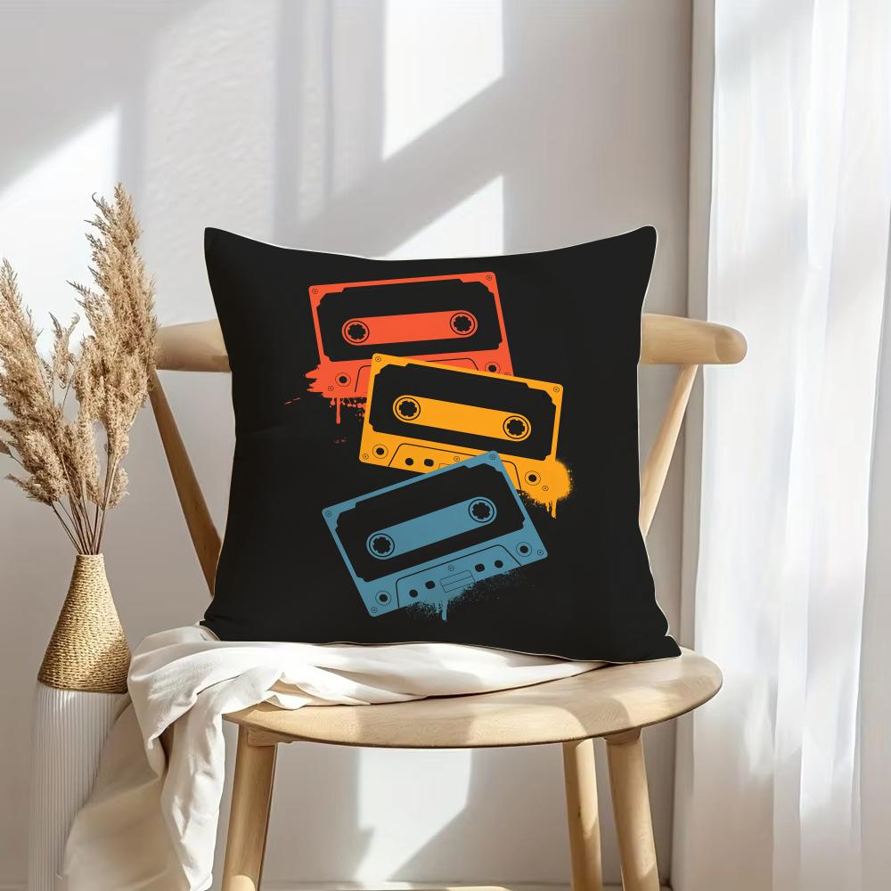 Retro Cassette Tape Cushion Cover Soft Plush Throw Pillow Cover DoubleSided Decorative Cushion Case Sofa Bedroom Home Decor