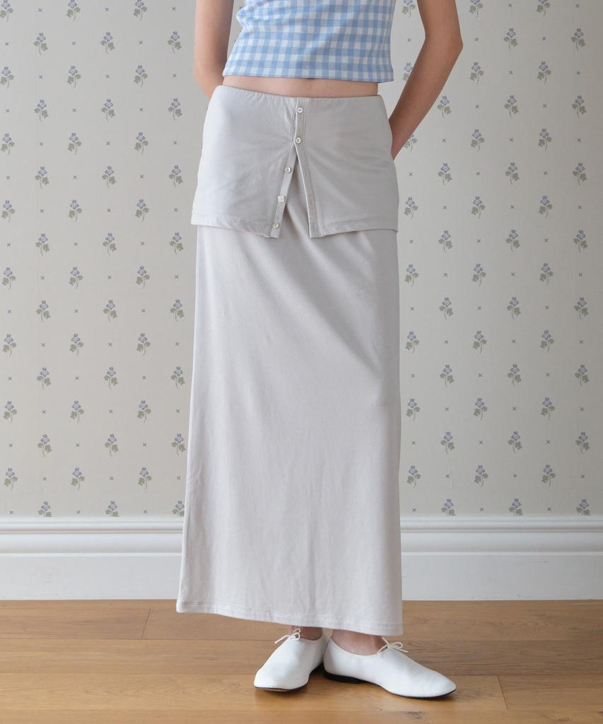Tudment H-Line Jersey Maxi Skirt Light Gray