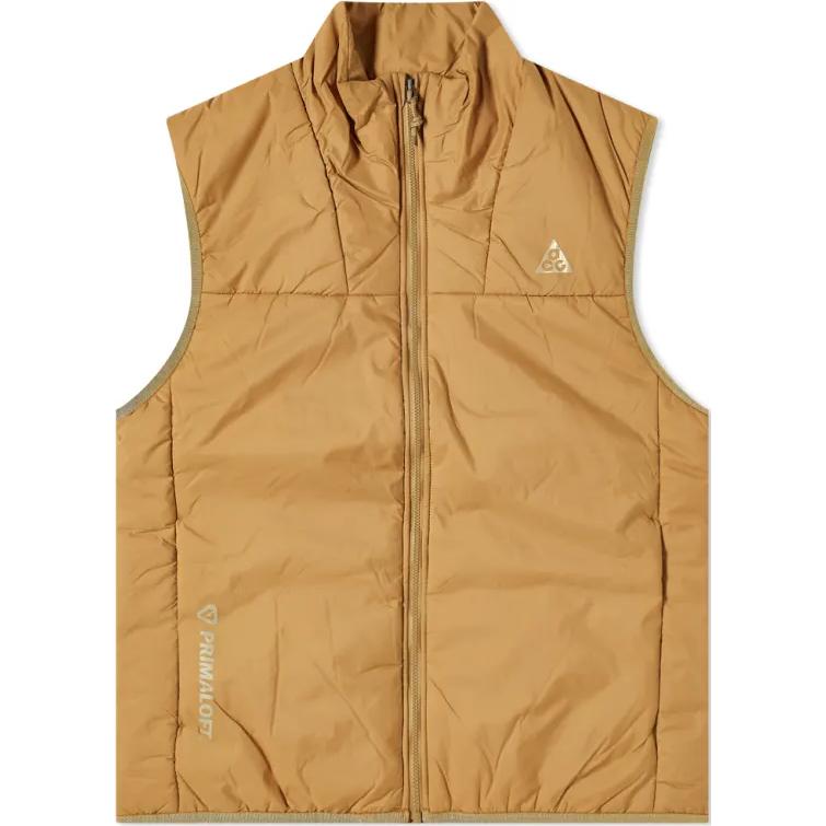 Nike Solid Color Logo Print Stand Collar Zipper Sleeveless Vest Men Vests Gold CV0684-216