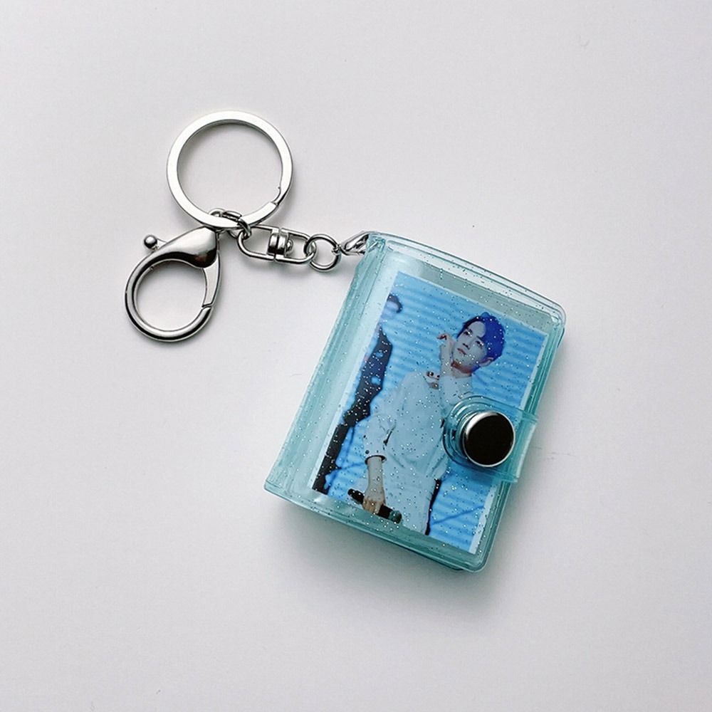 Portable 1/2 Inch Mini Photo Album 16 Pockets with Keychain Backpack Keyring Snap Button Design PVC Keychain Mini Album