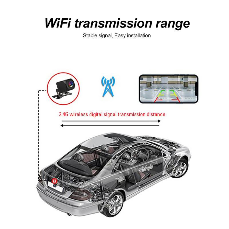 Автомобильная камера заднего вида Wi-Fi HD 170-градусная камера заднего вида Беспроводная водонепроницаемая камера заднего вида Wi-Fi 12 В 24 В для Android Ios