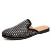 New Men's Charm Rhinestone Half Slippers Black Gold Shoes Male Casual Mules Moccasins Breathable Loafers Zapatos Hombre