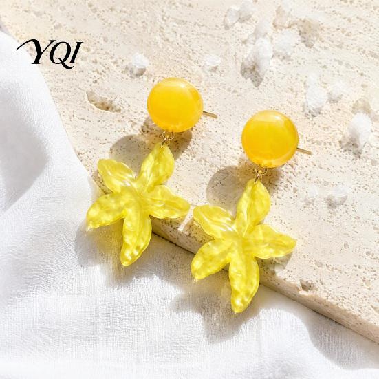 Transparent Glossy Resin Earrings 1 Pair Starfish Drop Earrings, Summer Beach Dangle Stud Lightweight Statement Jewelry Ocean Themed Holiday