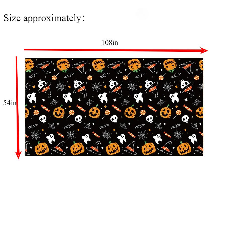 6PCS Holiday Disposable Halloween Tablecloth Halloween Themed Pumpkin Tablecloth Party Atmosphere Decoration Durable Supplies