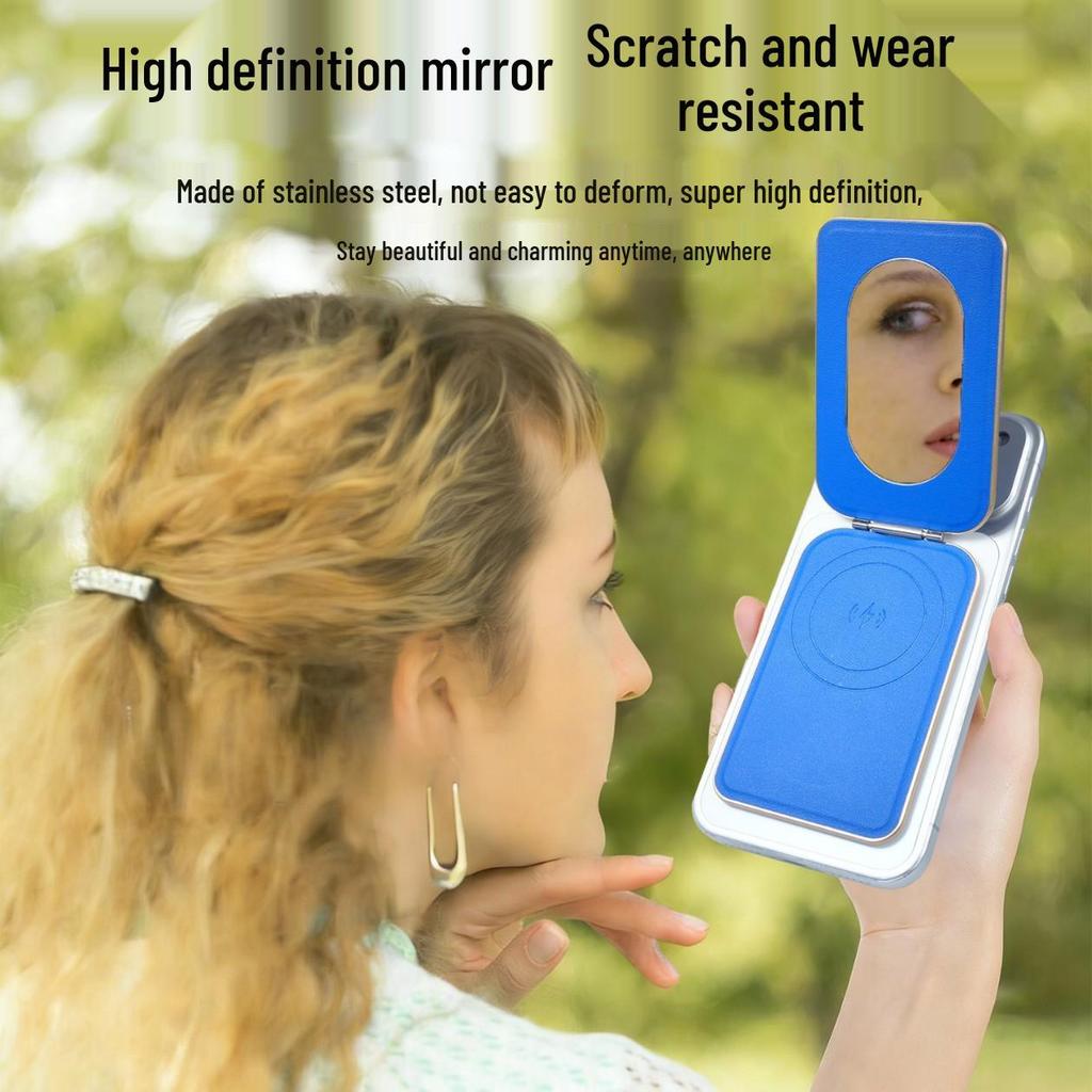 iPhone 17 Magnetic Bracket Magsafe Rotating Mirror Stand with Card Holder