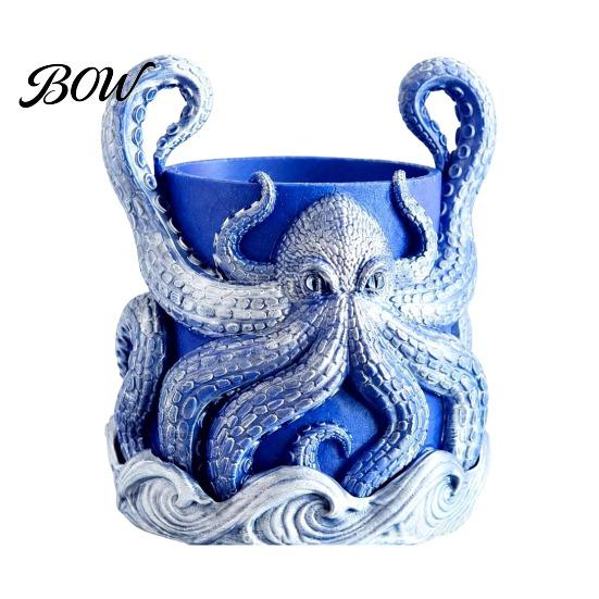 Unique Plant Gift for Gardeners 3D Printed Octopus Planter, Planter with Tray, Holder, Nautical Coastal Modern Home Decor Indoor Outdoor Holder