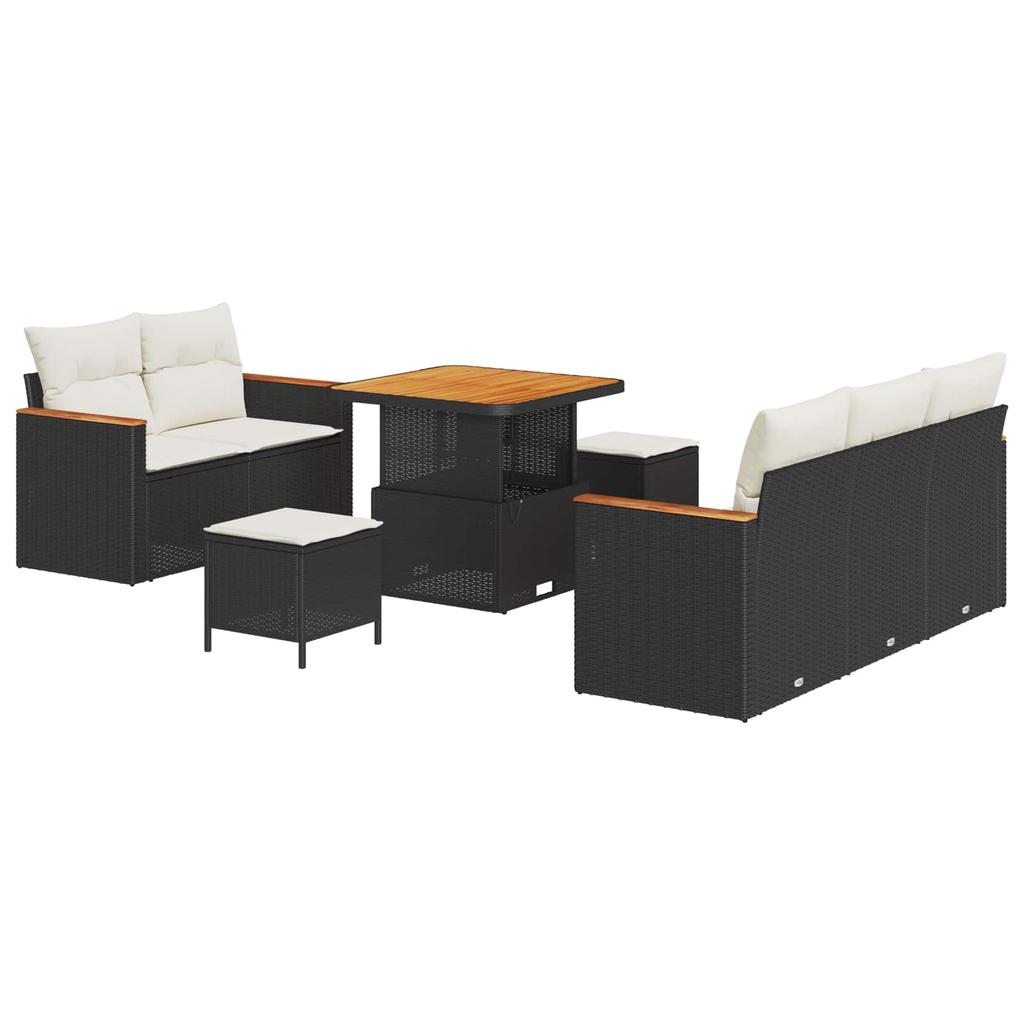 Garden Sofa Set 8 pcs Black Poly Rattan