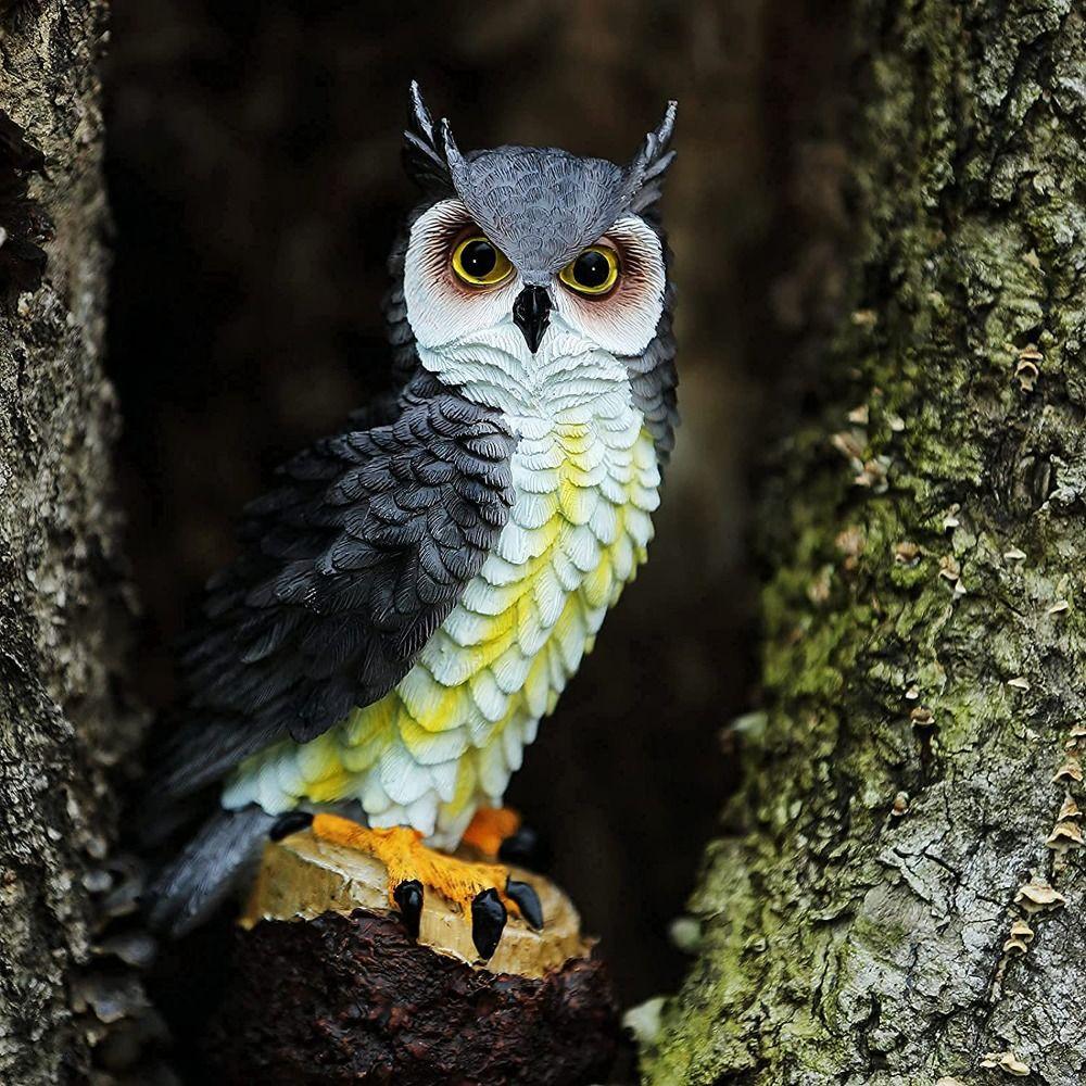 Водонепроницаемая статуя совы, отпугиватель птиц, садовые украшения сова, фигурки совы, домашний декор