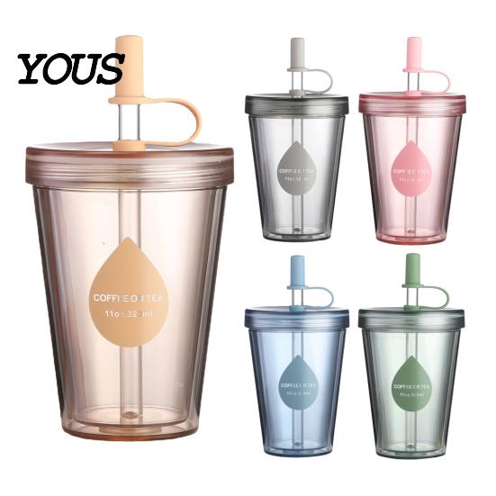Insulated Style Water Bottle for School Drinking Straw Cup, Portable Leak-proof PC Bottle, Durable Outdoor Anti-fall Students And Office Use