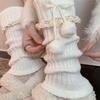 Кружевные Рюшами Обхваты для Ног Женские Лолиты Обхваты для Ног Вязаные Длинные Носки Харадзюку Банты Шнуровка Покрытие для Ног Средней Длины Чулки
