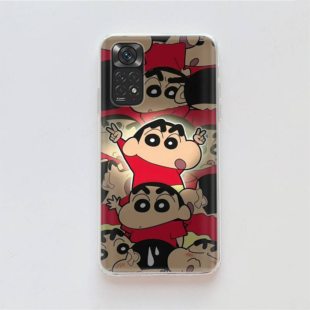 Чехол DT43 Crayon Shin Chan для Samsung A04 A14 A23 A34 A54 M23 M33 M52 M53 Realme 10 9 C30S C35 C55 VIVO Y02S Y21 Y33S Y51 X80 Pro Прозрачная крышка