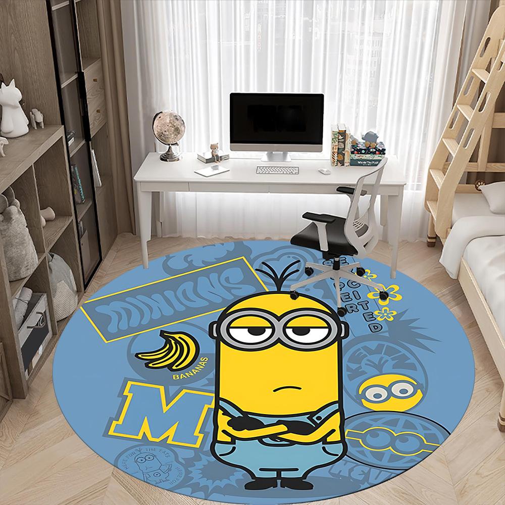 1pc Minions Office Round Area Rug, Under Office Chairs Bedroom Living Room Home Decor, Available in Various Sizes01