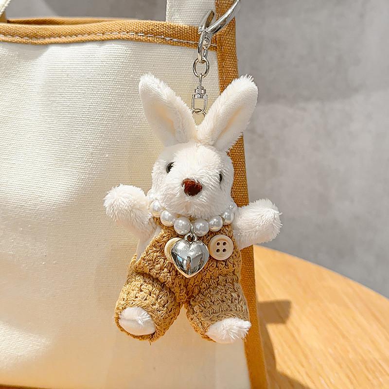 Bunny Unique Plush Keychain With Dazzling Pearl Chain Available In Soft Options Color