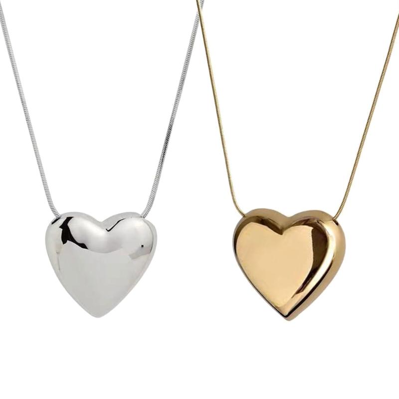 Изящное двустороннее ожерелье-подвеска в форме сердца, винтажная хип-хоп цепочка для свитера, легкий чокер, украшение