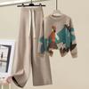 Autumn and Winter Large Size Women's Set Knitted Sweater Women's Loose and Slimming Casual Pants Two Piece Set
