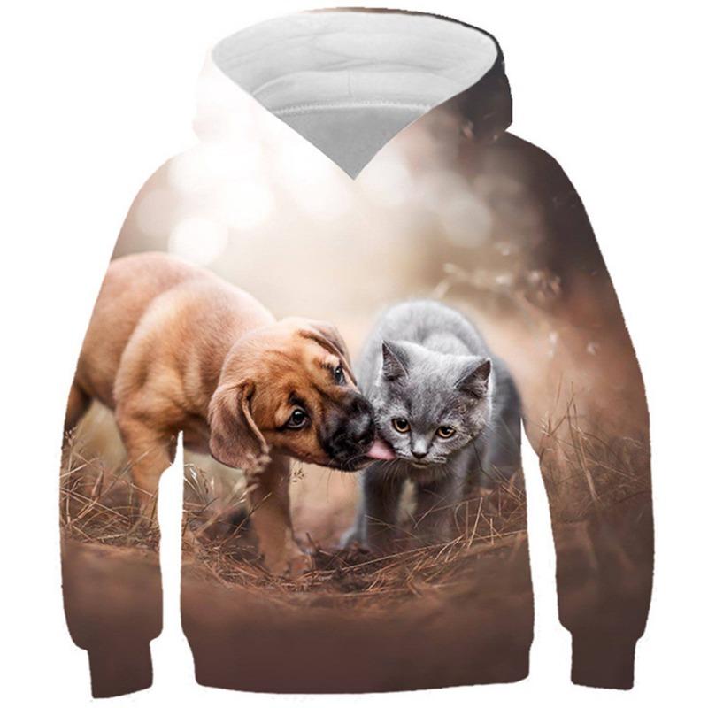 Осенние толстовки с 3D-принтом в виде животных, модные повседневные спортивные толстовки с длинным рукавом для детей и мальчиков
