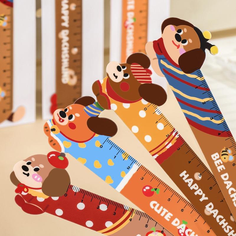 Мультяшная длинная собака магнитная закладка линейка, милый студент, высокий уровень внешности, гибкая линейка, магнитная прямая линейка неправильной формы