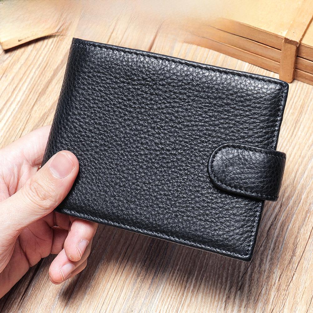 Men's Genuine Leather Two-Fold Cross-Border Clutch Wallet