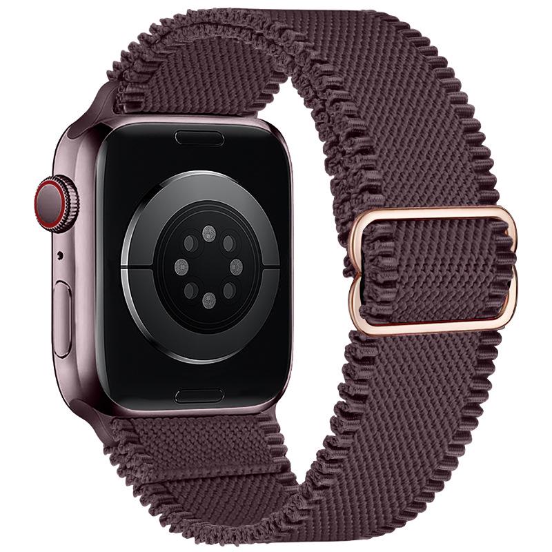 Adjustable Apple Watch Strap with Japanese Buckle - Single Loop Woven Elastic Nylon Compatible with iWatch