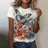 Women's T-Shirt Butterfly Graphic Print Summer Short Sleeve Casual Tops Street Fashion O Neck T-Shirt 2025 Female Clothing