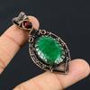 Emerald(Simulated) Garnet Gemstone Handmade Copper Wire Wrap Pendant 2.56" N8b97