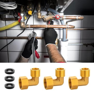 Упаковка из 3 прочных латунных материалов Фитинг с углом 90 градусов Резьба 1/2 дюйма наружная - внутренняя для водопроводных установок