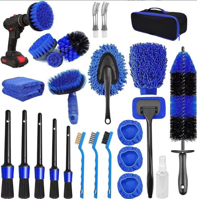 Electric Drill Car Cleaning Brush Set - Wheel Hub & Polishing Disc Brushes