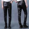 Thin Leather Pants Men's Moto Pants Spring Summer Fashion Color Elastic Slim Fit PU Trousers Windproof Waterproof Man Bottoms