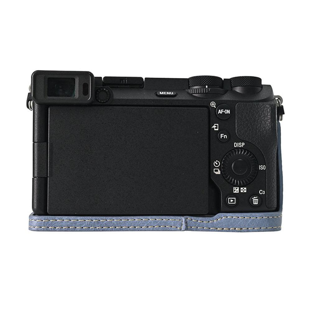Получехол для камеры из ПУ кожи личи для Sony A6700 A6400 A6300 A6100 A6000 ZVE10 ZVE10II ZVE10M2 с открывающимся снизу чехлом и ремешком