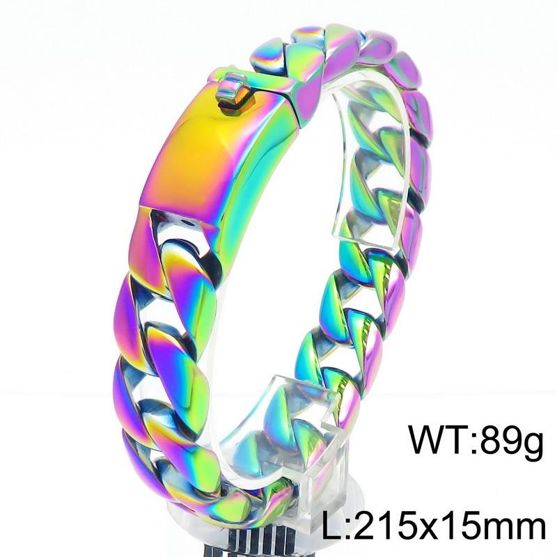 Браслет-цепочка из кубинских звеньев из нержавеющей стали для мужчин, 7 разных цветов, мужские браслеты, ювелирные изделия, аксессуары, подарки, ширина браслета 15 мм