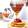1pc No Drip Glass Honey Dispenser with Stand Juice Syrup Cup Squeeze Bottle Storage Pot Honey Jar Container Kitchen Accessories