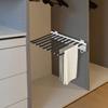 9-Rod Pull-Out Pants Rack – Heavy Duty Slide-Out Trouser Organizer with Silent Rails & Anti-Slip Flocking – Black/Silver