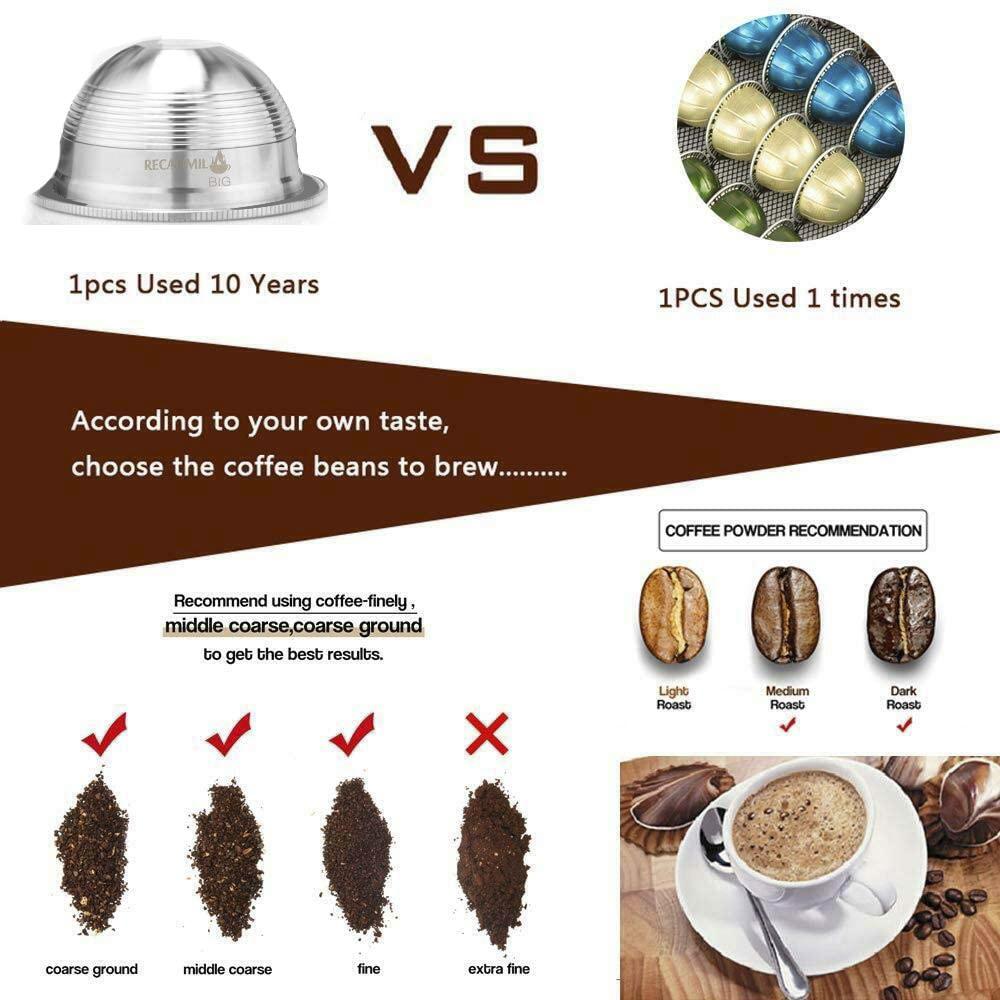 Многоразовая кофейная капсула Recafimil для Nespresso Vertuo, Фильтр для эспрессо, Насыщенная пенка, 150 мл/230 мл, Капсула для машины Delonghi