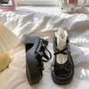Black Thick-heeled Thick-soled Mary Jane Single Shoes Women's Spring and Autumn College Style High-heeled JK Lolita Small Leather Shoes