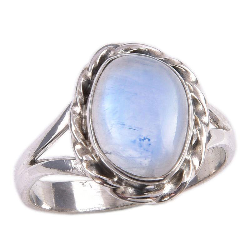 Natural Rainbow Moonstone Gemstone Handmade 925 Solid Silver Gift Ring S.8 l7V95