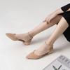 Low Heel Single Woman Spring Pumps Summer Pointed Hollow Sandals Word Belt Fairy Shoes Black Work Shoes Girl Shoes