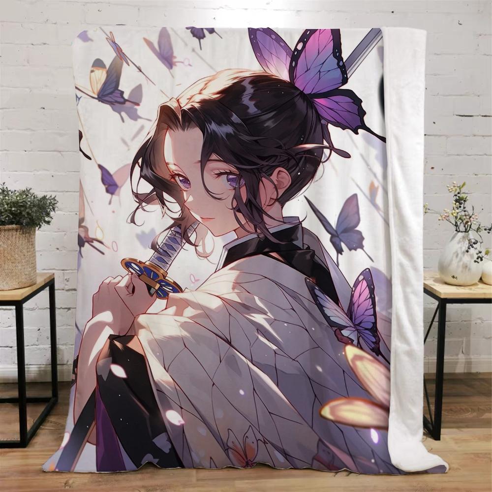 Мягкие пушистые одеяла Kochou Shinobu для декоративного дивана, вязаное пледное одеяло для дома и украшения, постельное белье из микрофибры, пляжное полотенце