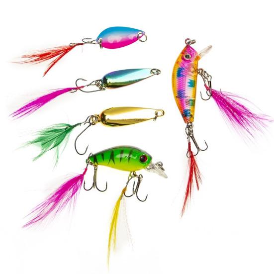 20Pcs/Set Fishing Lure Kit with Artificial Hard Bait Metal Spinner Blade Colorful Feather Freshwater Saltwater Fishing Accessories