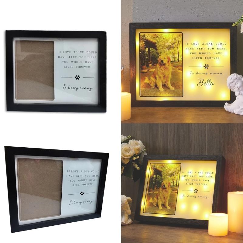 Forever in Heart Pet Remembrances Wood Photo Frame Holds 4x6Inch Photo Holder for Loving Memory of Pet Memorial Gift