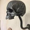 Motorcycle Skull Helmet Holder Wall Storage Rack Mount Helmet Hat Rack Resin Craft Halloween