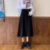 Юбка-трапеция с высокой талией для женщин - весна 2024 г., средней длины, черная, модная юбка-зонтик в корейском стиле