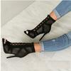 Basic Sandals Boots Women High Heels Pumps Sexy Hollow Out Mesh Lace-Up Cross-tied Boots Party Shoes Party