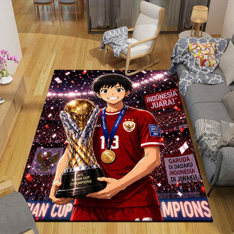 1pc Football Champion Celebration Rug, Office Carpet Indoor Outdoor Entrance Doormat, Non-Slip Soft And Comfortable, Living Room. Q714026