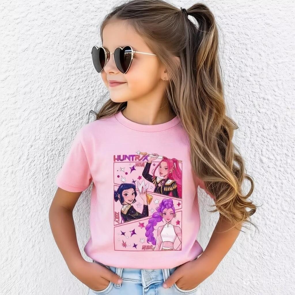 Summer 2026 TShirt from the KPop Demon Hunters Movie Short Sleeve Casual Loose with Graphic Print for Girls and Boys