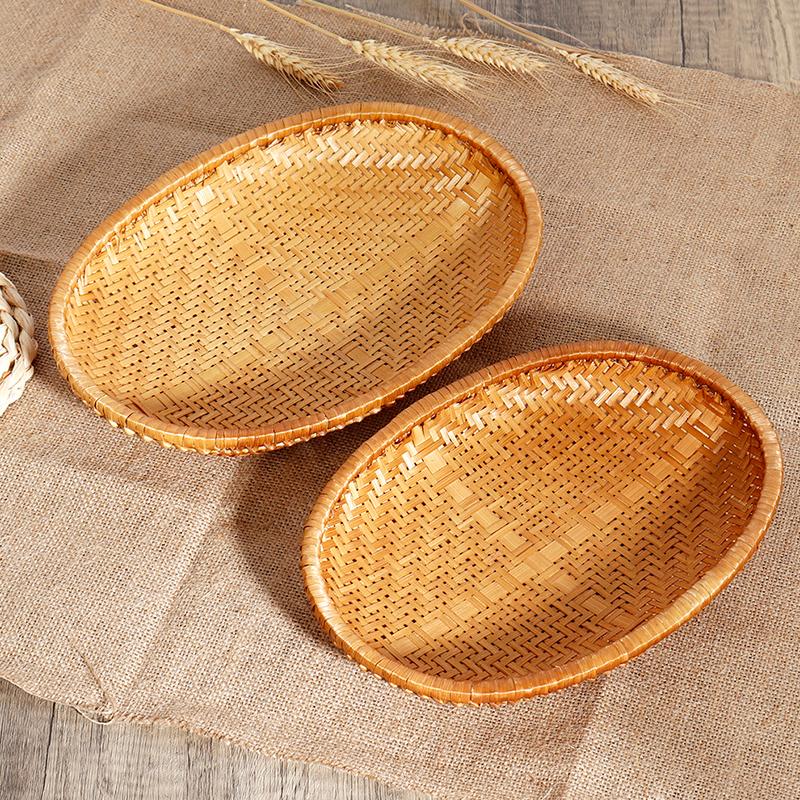 1 шт. плетеная вручную практичная емкость для сбора капель, вместительная полка для десертов, кухонные принадлежности, фруктовая тарелка, ротанговая корзина для хранения, плетеный поднос
